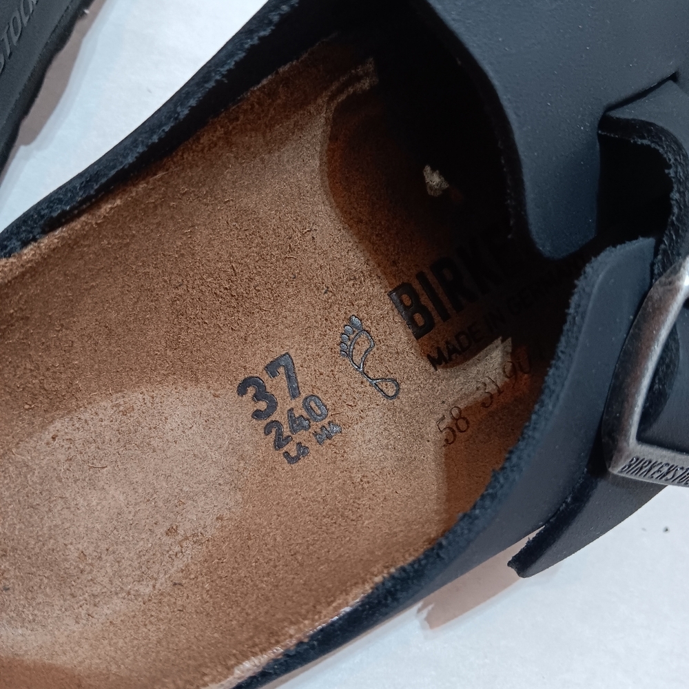 Birkenstock Boston BS Black Leather Size 37, US Women's 6, Men's 4 Regular Fit - Picture 5 of 11